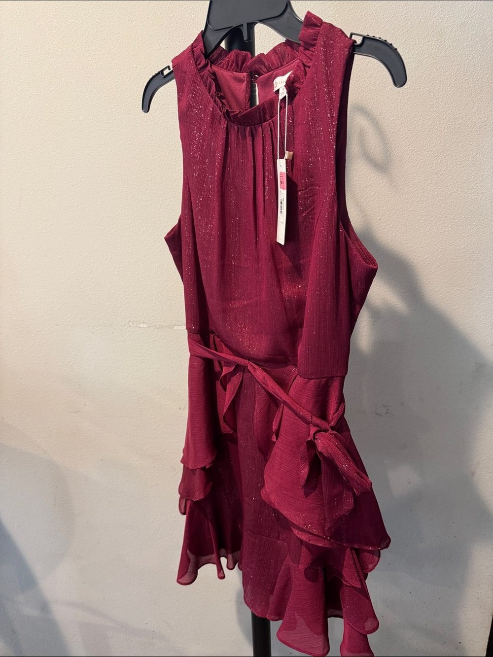 GB girls Burgundy Sparkle Ruffle Dress